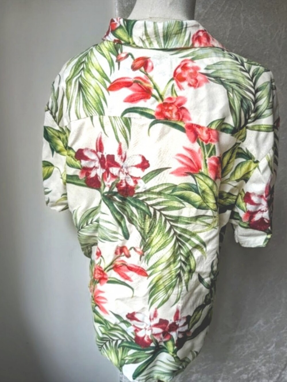 Hibiscus Orchid Rayon Button Down Shirt Large
